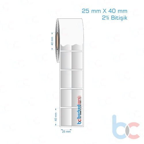 25x40 mm 2'li Bitişik Silvermat Etiket (Fiyatı)