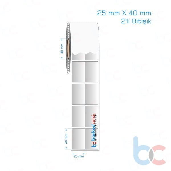 25x40 mm 2'li Bitişik Silvermat Etiket (Fiyatı)