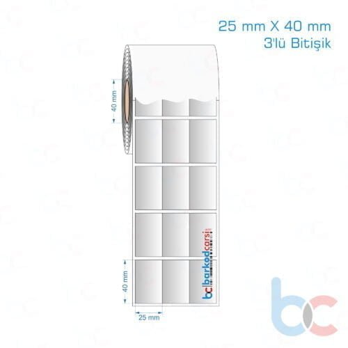 25x40 mm 3'lü Bitişik Silvermat Etiket (Fiyatı)