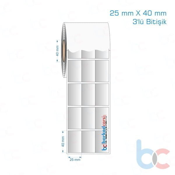 25x40 mm 3'lü Bitişik Silvermat Etiket (Fiyatı)