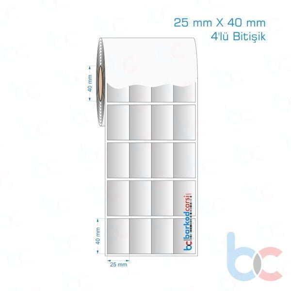 25x40 mm 4'lü Bitişik Silvermat Etiket (Fiyatı)