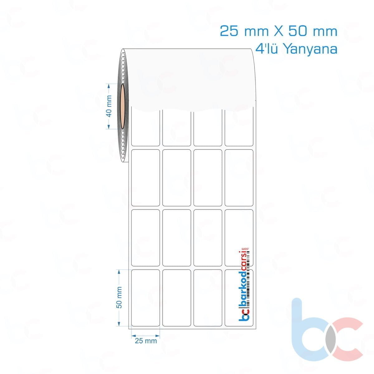 25X50 Mm 4'Lü Yanyana Hazır Rulo Pp Opak, Mat, Fastyre Etiketler 25X50 Mm 4'Lü Yanyana Opak / Mat Pp, Fastyre Etiket (Fiyatları)