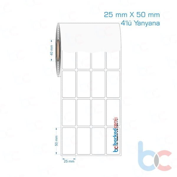 25x50 mm 4'lü Yanyana Opak / Mat PP, Fastyre Etiket (Fiyatları)