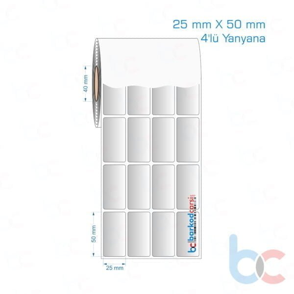 25x50 mm 4'lü Yanyana Silvermat Etiket (Fiyatı)