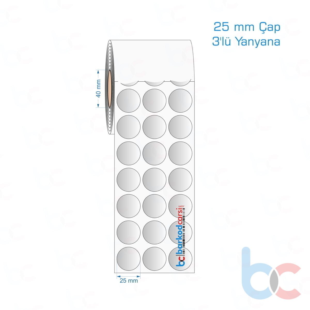 25 Mm Çap 3'Lü Yanyana Silvermat Etiket (Fiyatı)