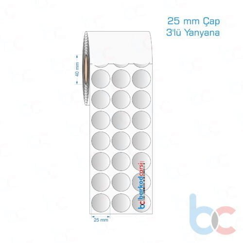25 mm Çap 3'lü Yanyana Silvermat Etiket (Fiyatı)
