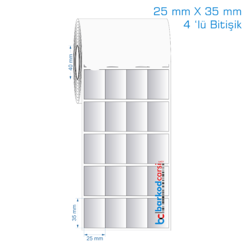25x35 mm 4 'lü Bitişik Silvermat Etiket (Fiyatı)