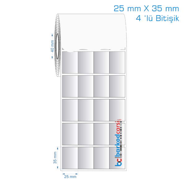 25x35 mm 4 'lü Bitişik Silvermat Etiket (Fiyatı)