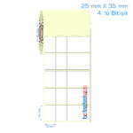 25x35 mm 4 'lü Bitişik Etiket (Kuşe, Vellum, Eko / Lamine Termal) Fiyatları