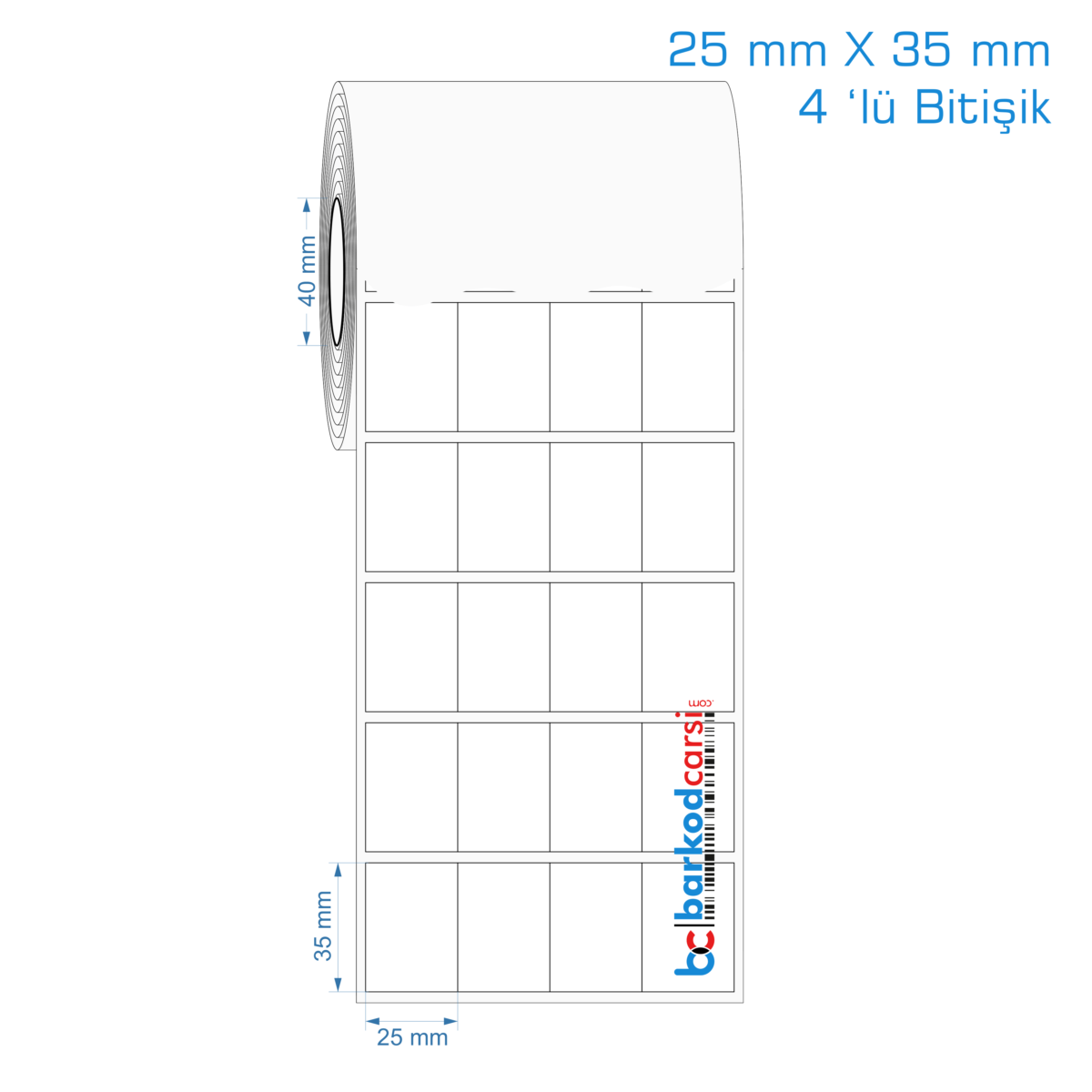 25X35 Mm 4 'Lü Bitişik Hazır Rulo Pp Opak, Mat, Fastyre Etiketler 25X35 Mm 4 'Lü Bitişik Opak / Mat Pp, Fastyre Etiket (Fiyatları)