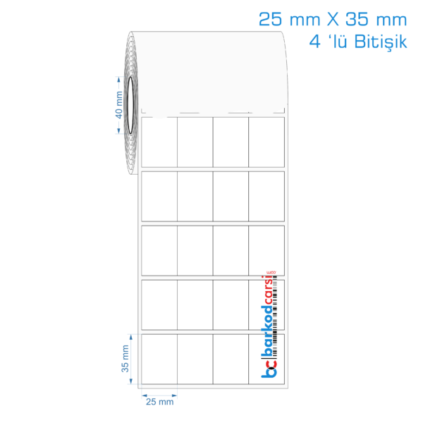25x35 mm 4 'lü Bitişik Opak / Mat PP, Fastyre Etiket (Fiyatları)