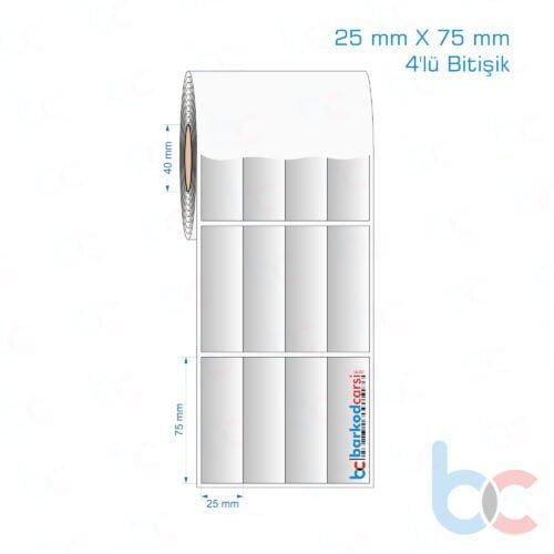 25x75 mm 4'lü Bitişik Silvermat Etiket (Fiyatı)