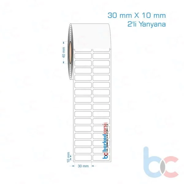 30x10 mm 2'li Yanyana Opak / Mat PP, Fastyre Etiket (Fiyatları)