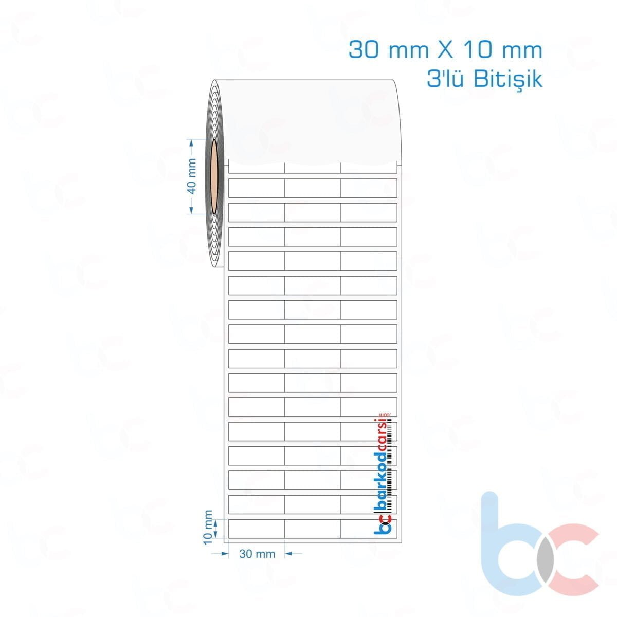 30X10 Mm 3'Lü Bitişik Hazır Rulo Pp Opak, Mat, Fastyre Etiketler 30X10 Mm 3'Lü Bitişik Opak / Mat Pp, Fastyre Etiket (Fiyatları)
