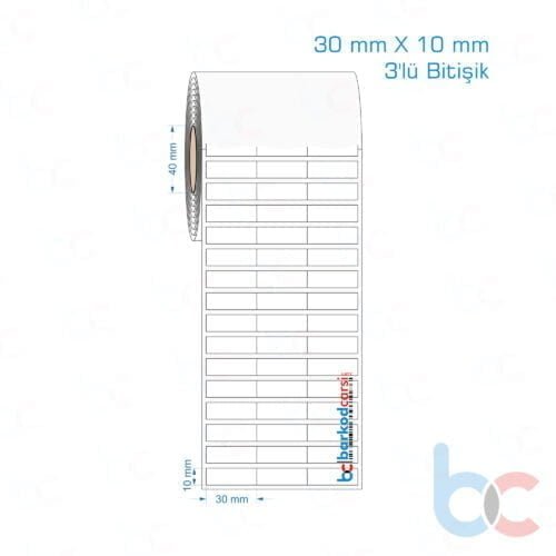 30x10 mm 3'lü Bitişik Opak / Mat PP, Fastyre Etiket (Fiyatları)