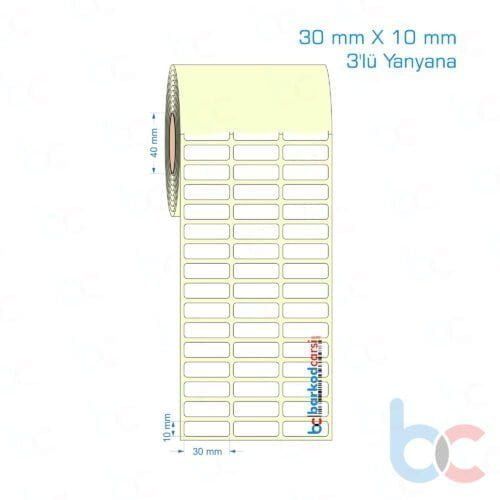 30x10 mm 3'lü Yanyana Etiket (Kuşe, Vellum, Eko / Lamine Termal) Fiyatları
