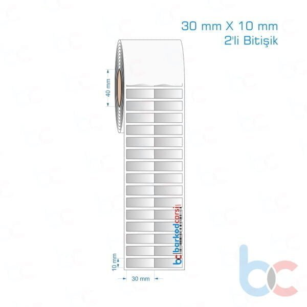 30x10 mm 2'li Bitişik Silvermat Etiket (Fiyatı)