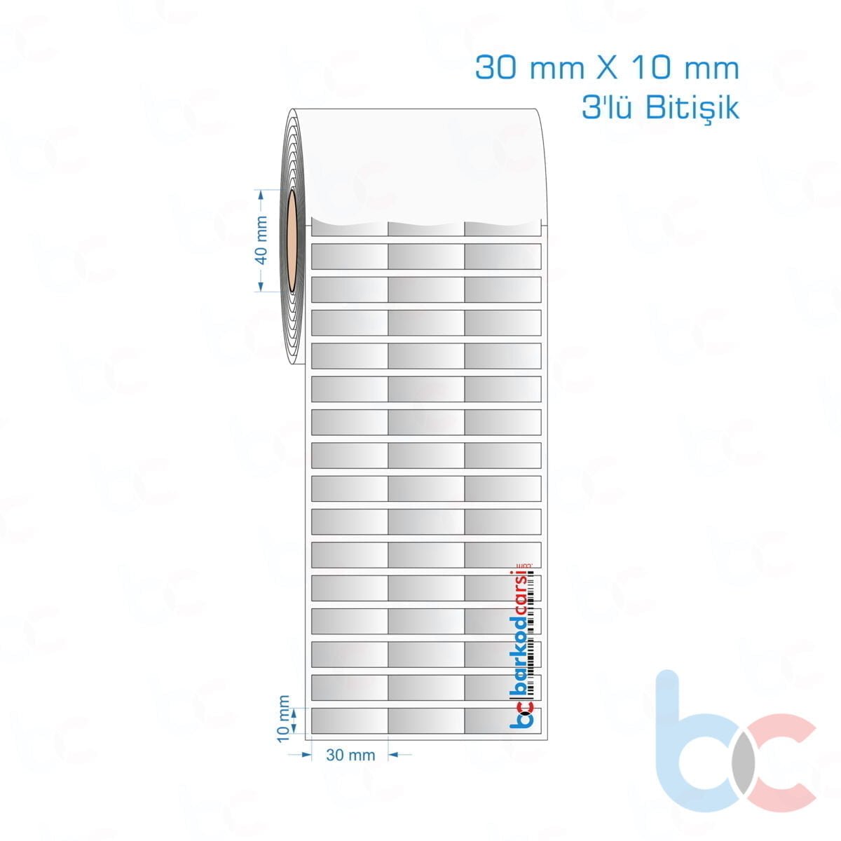 30X10 Mm 3'Lü Bitişik Silvermat Etiket (Fiyatı)