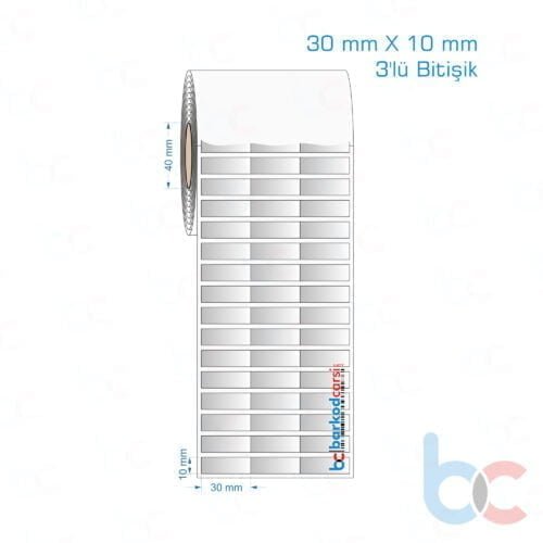 30x10 mm 3'lü Bitişik Silvermat Etiket (Fiyatı)