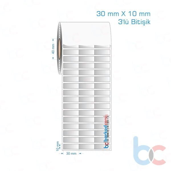 30x10 mm 3'lü Bitişik Silvermat Etiket (Fiyatı)