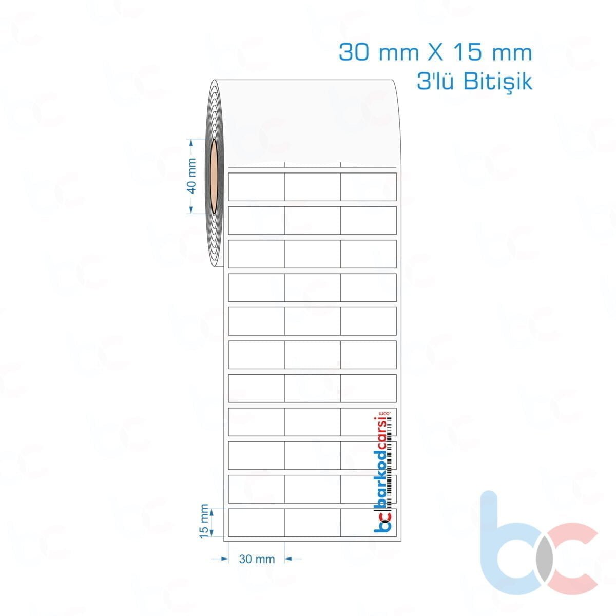 30X15 Mm 3'Lü Bitişik Hazır Rulo Pp Opak, Mat, Fastyre Etiketler 30X15 Mm 3'Lü Bitişik Opak / Mat Pp, Fastyre Etiket (Fiyatları)