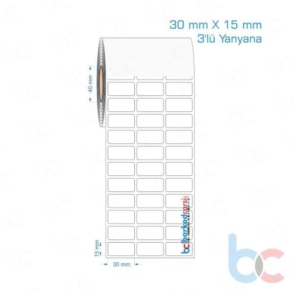 30x15 mm 3'lü Yanyana Opak / Mat PP, Fastyre Etiket (Fiyatları)