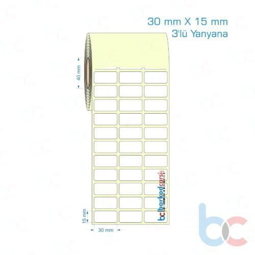 30x15 mm 3'lü Yanyana Etiket (Kuşe, Vellum, Eko / Lamine Termal) Fiyatları