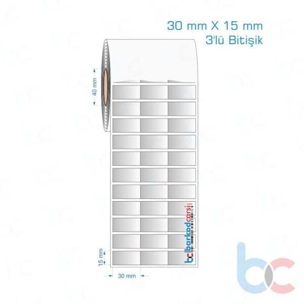 30x15 mm 3'lü Bitişik Silvermat Etiket (Fiyatı)