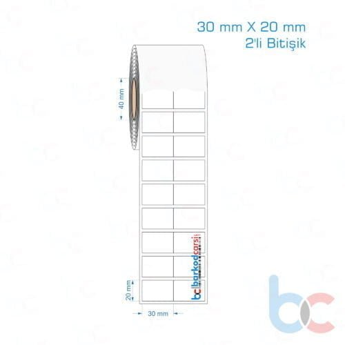 30x20 mm 2'li Bitişik Opak / Mat PP, Fastyre Etiket (Fiyatları)
