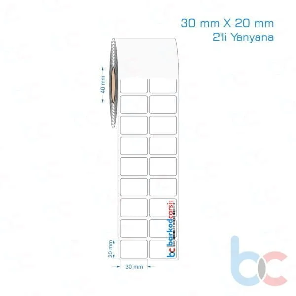 30x20 mm 2'li Yanyana Opak / Mat PP, Fastyre Etiket (Fiyatları)