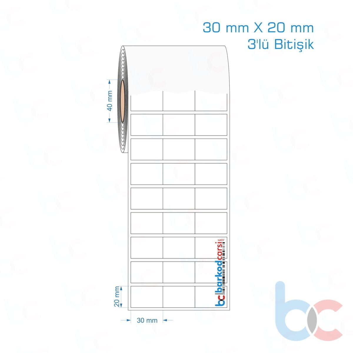 30X20 Mm 3'Lü Bitişik Hazır Rulo Pp Opak, Mat, Fastyre Etiketler 30X20 Mm 3'Lü Bitişik Opak / Mat Pp, Fastyre Etiket (Fiyatları)