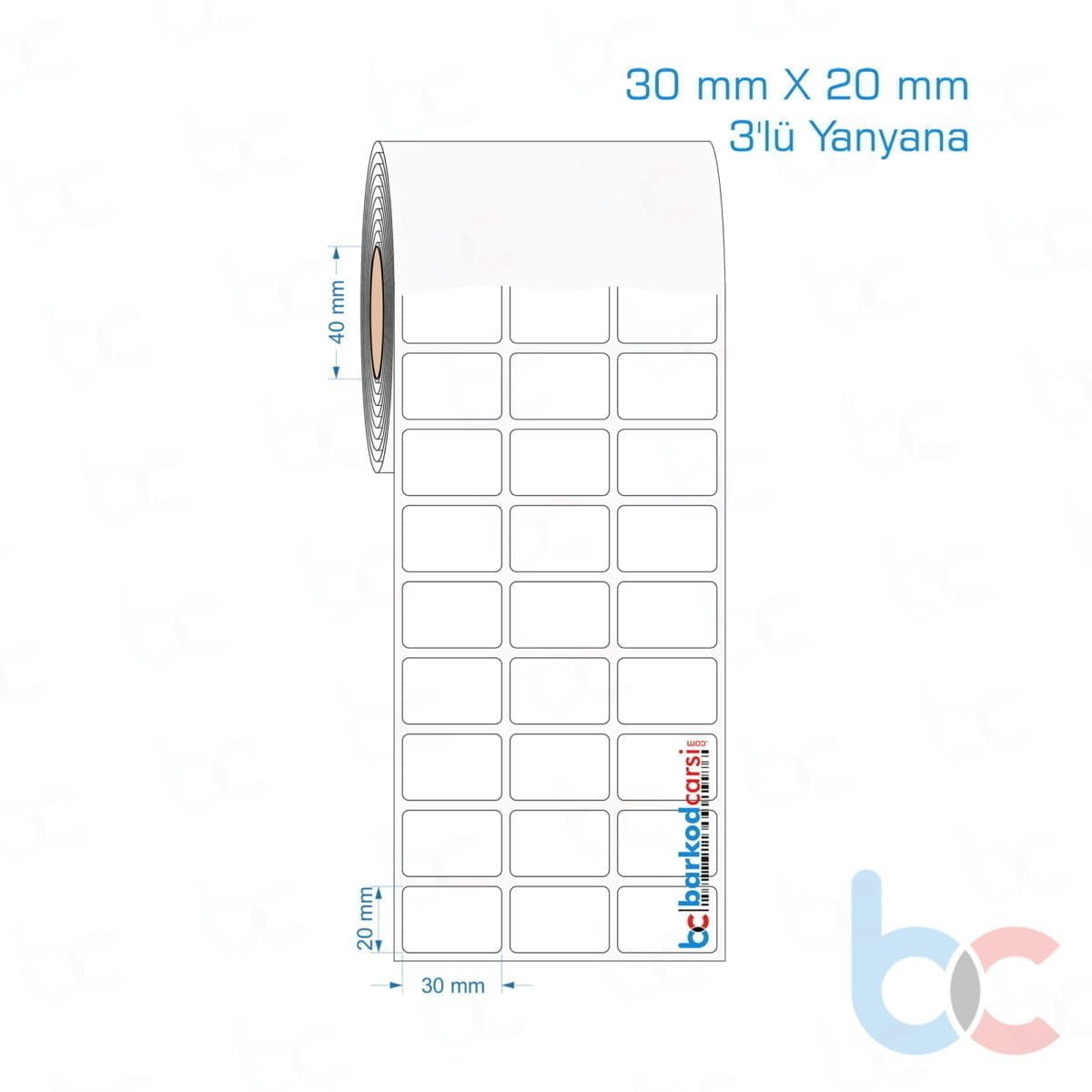 30X20 Mm 3'Lü Yanyana Opak / Mat Pp, Fastyre Etiket (Fiyatları)