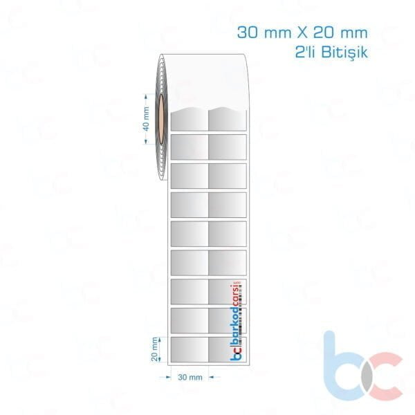 30x20 mm 2'li Bitişik Silvermat Etiket (Fiyatı)