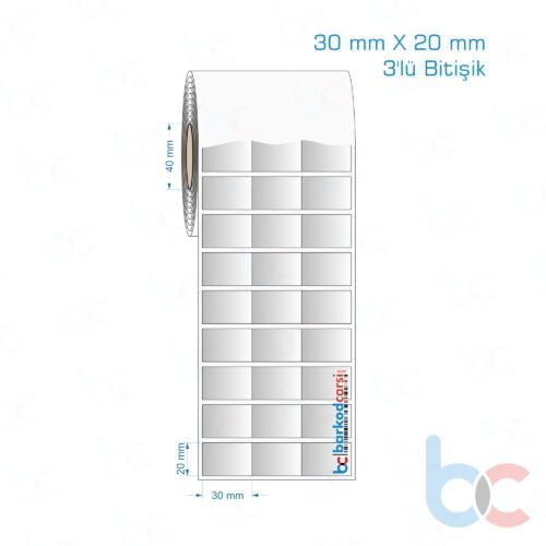 30x20 mm 3'lü Bitişik Silvermat Etiket (Fiyatı)