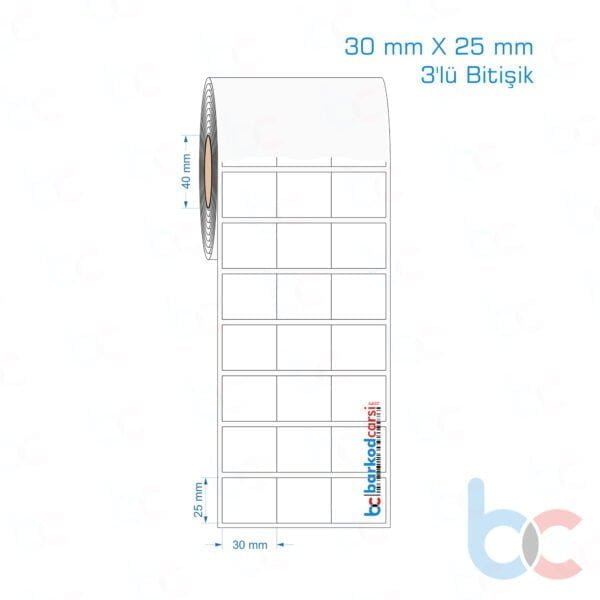 30x25 mm 3'lü Bitişik Opak / Mat PP, Fastyre Etiket (Fiyatları)