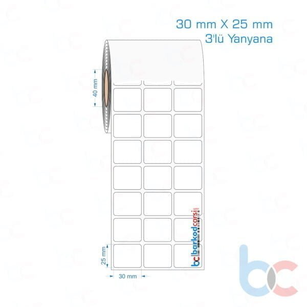 30x25 mm 3'lü Yanyana Opak / Mat PP, Fastyre Etiket (Fiyatları)