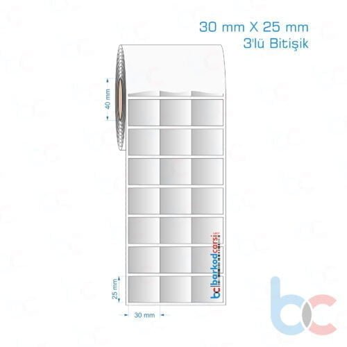 30x25 mm 3'lü Bitişik Silvermat Etiket (Fiyatı)