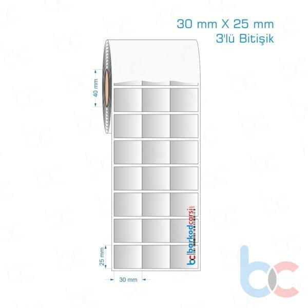 30x25 mm 3'lü Bitişik Silvermat Etiket (Fiyatı)