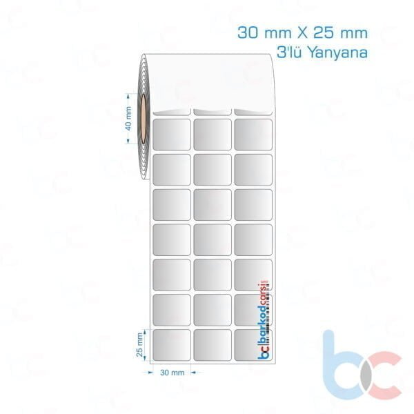 30x25 mm 3'lü Yanyana Silvermat Etiket (Fiyatı)