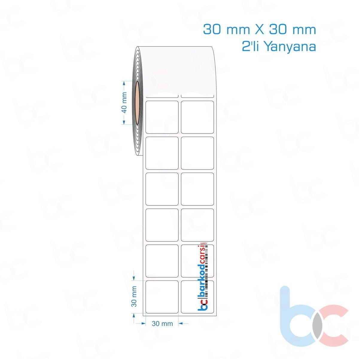 30X30 Mm 2'Li Yanyana Hazır Rulo Pp Opak, Mat, Fastyre Etiketler 30X30 Mm 2'Li Yanyana Opak / Mat Pp, Fastyre Etiket (Fiyatları)