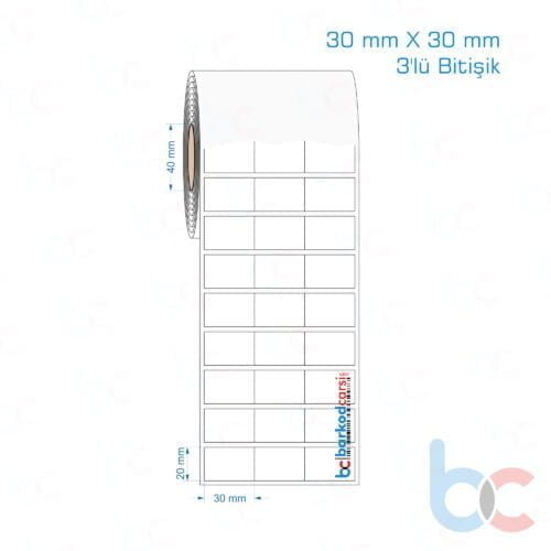 30x30 mm 3'lü Bitişik Opak / Mat PP, Fastyre Etiket (Fiyatları)