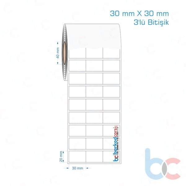 30x30 mm 3'lü Bitişik Opak / Mat PP, Fastyre Etiket (Fiyatları)