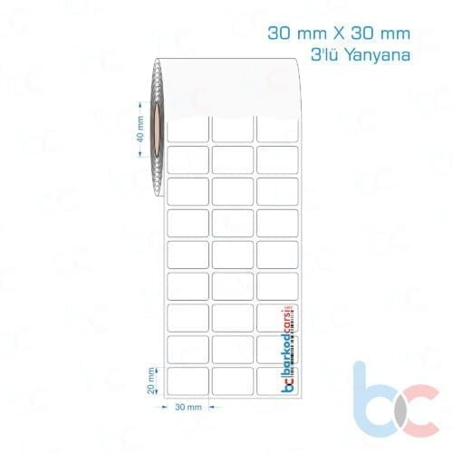 30x30 mm 3'lü Yanyana Opak / Mat PP, Fastyre Etiket (Fiyatları)