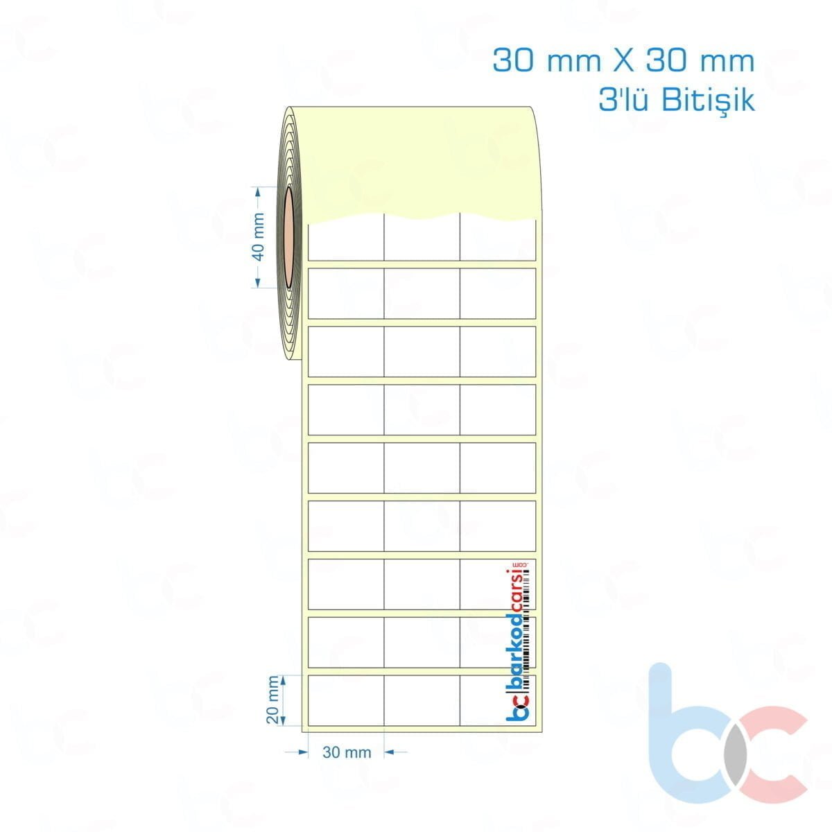 30X30 Mm 3'Lü Bitişik Hazır Rulo Barkod Etiketi (Yapışkanlı) Kuşe / Vellum / Termal Etiket Fiyatı 30X30 Mm 3'Lü Bitişik Etiket (Kuşe, Vellum, Eko / Lamine Termal) Fiyatları