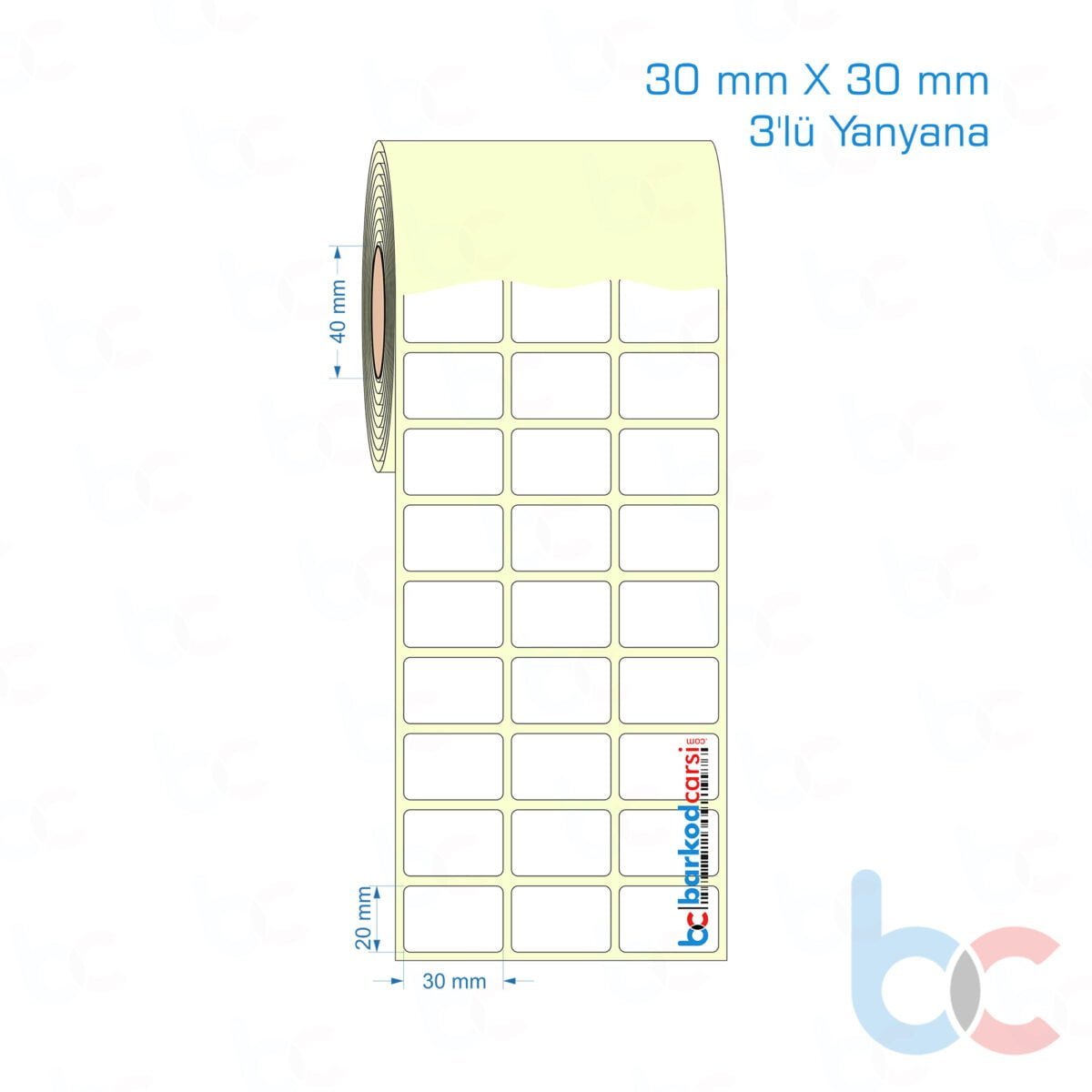 30X30 Mm 3'Lü Yanyana Hazır Rulo Barkod Etiketi (Yapışkanlı) Kuşe / Vellum / Termal Etiket Fiyatı 30X30 Mm 3'Lü Yanyana Etiket (Kuşe, Vellum, Eko / Lamine Termal) Fiyatları