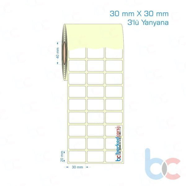 30x30 mm 3'lü Yanyana Etiket (Kuşe, Vellum, Eko / Lamine Termal) Fiyatları