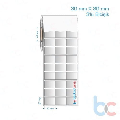 30x30 mm 3'lü Bitişik Silvermat Etiket (Fiyatı)