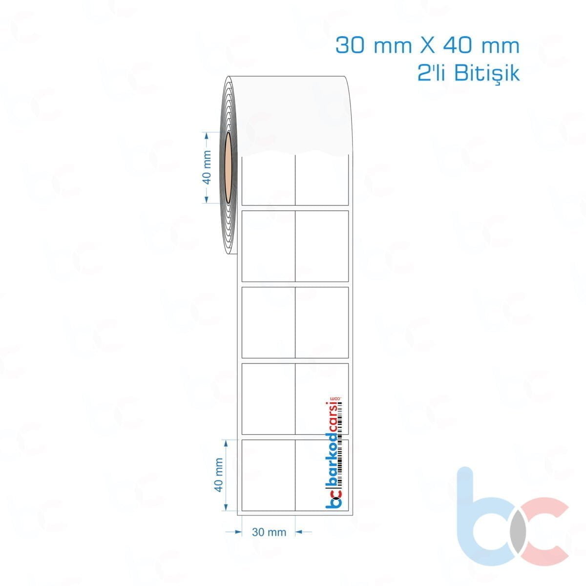 30X40 Mm 2'Li Bitişik Hazır Rulo Pp Opak, Mat, Fastyre Etiketler 30X40 Mm 2'Li Bitişik Opak / Mat Pp, Fastyre Etiket (Fiyatları)