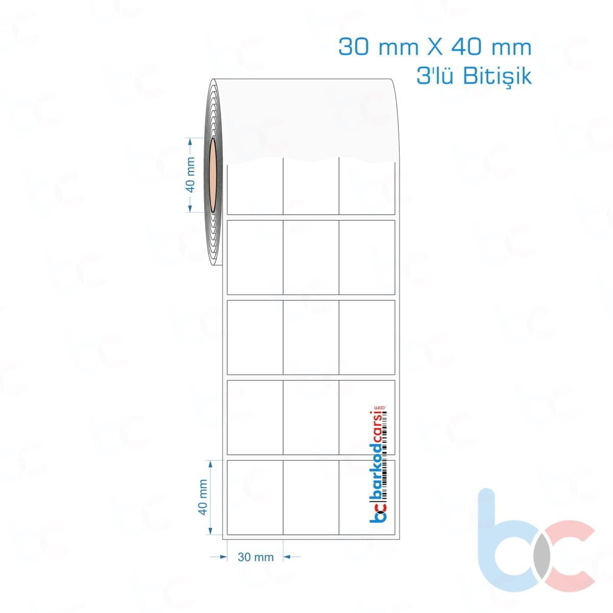 30X40 Mm 3'Lü Bitişik Hazır Rulo Pp Opak, Mat, Fastyre Etiketler 30X40 Mm 3'Lü Bitişik Opak / Mat Pp, Fastyre Etiket (Fiyatları)