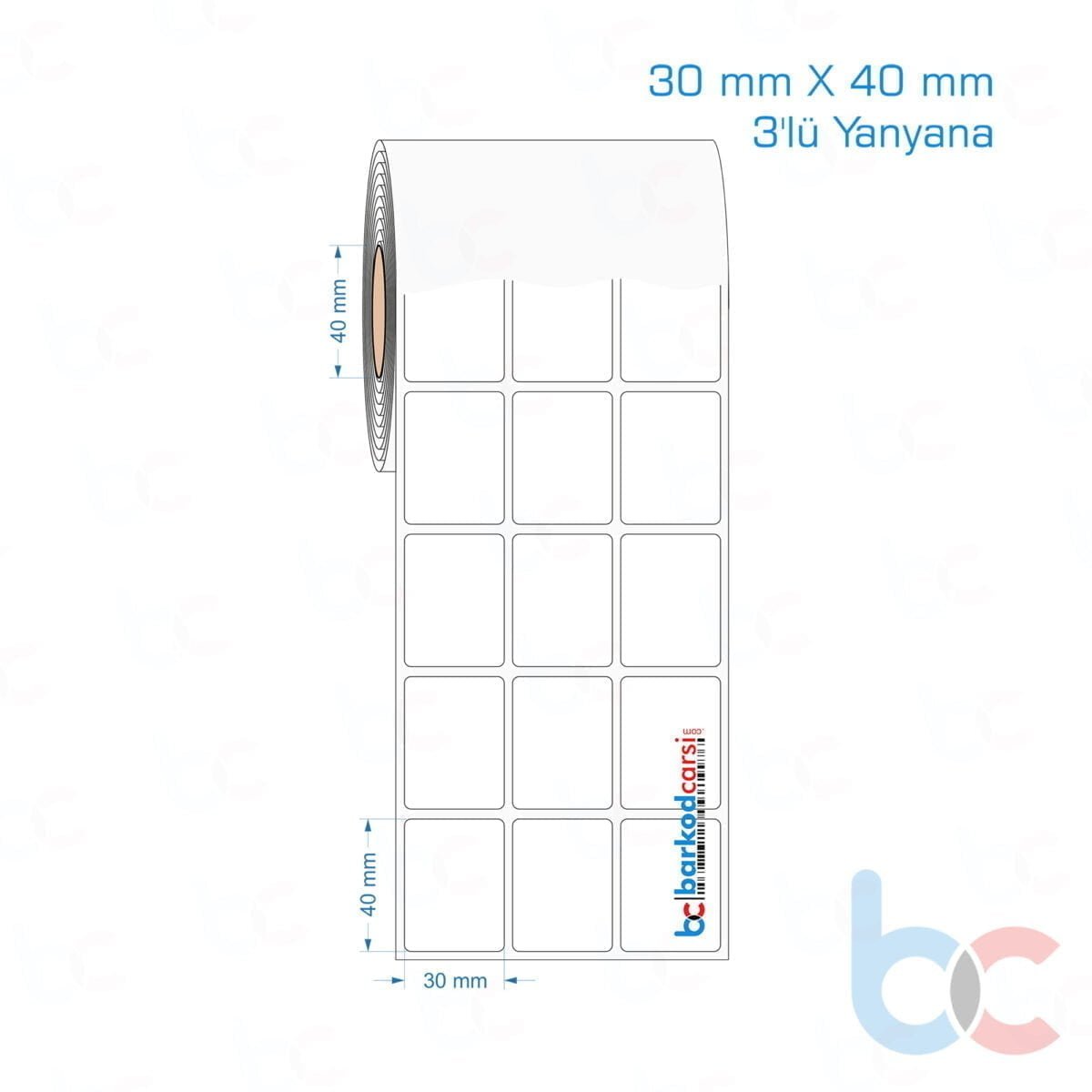 30X40 Mm 3'Lü Yanyana Hazır Rulo Pp Opak, Mat, Fastyre Etiketler 30X40 Mm 3'Lü Yanyana Opak / Mat Pp, Fastyre Etiket (Fiyatları)